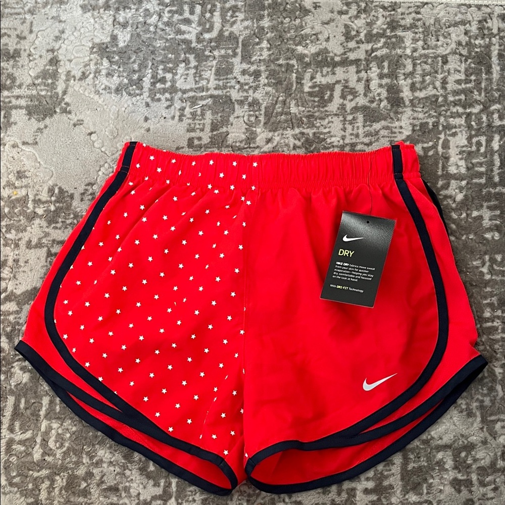 Nike Women’s Red Athletic Shorts with Navy Trim